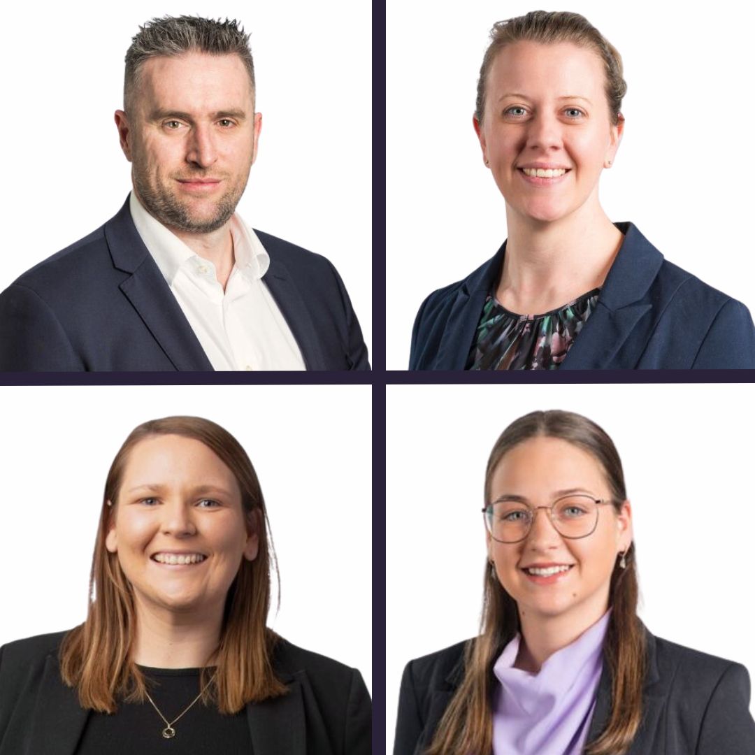 TSP Appointment Announcement. Grid photo of four new lawyers headshots